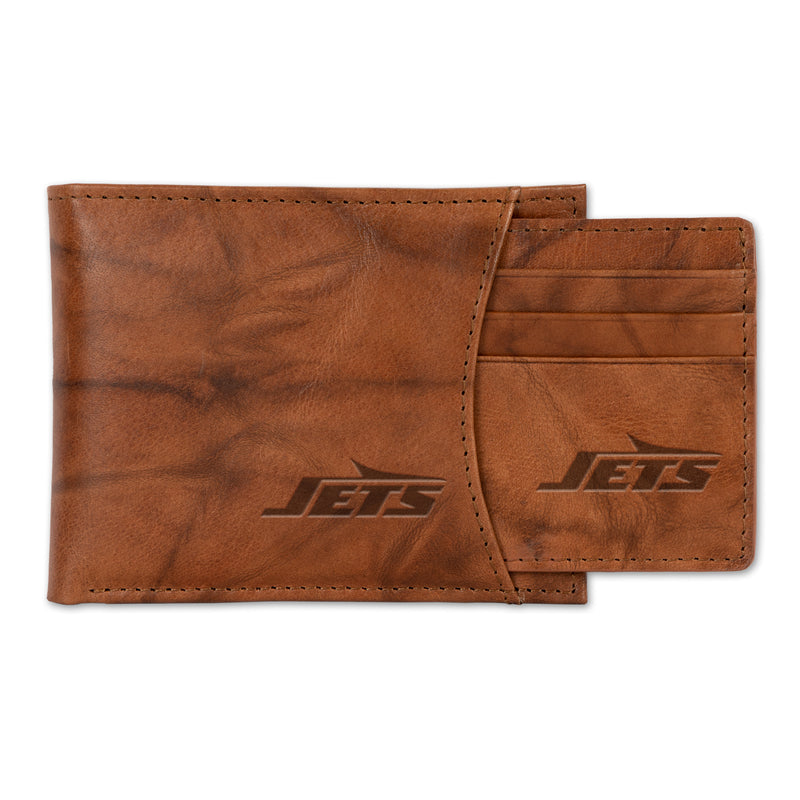 New York Jets Genuine Leather 2-In-1 Slider Wallet Set