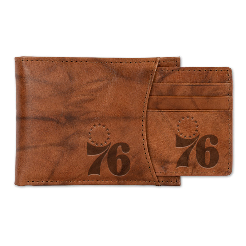 76ers Genuine Leather 2-In-1 Slider Wallet Set