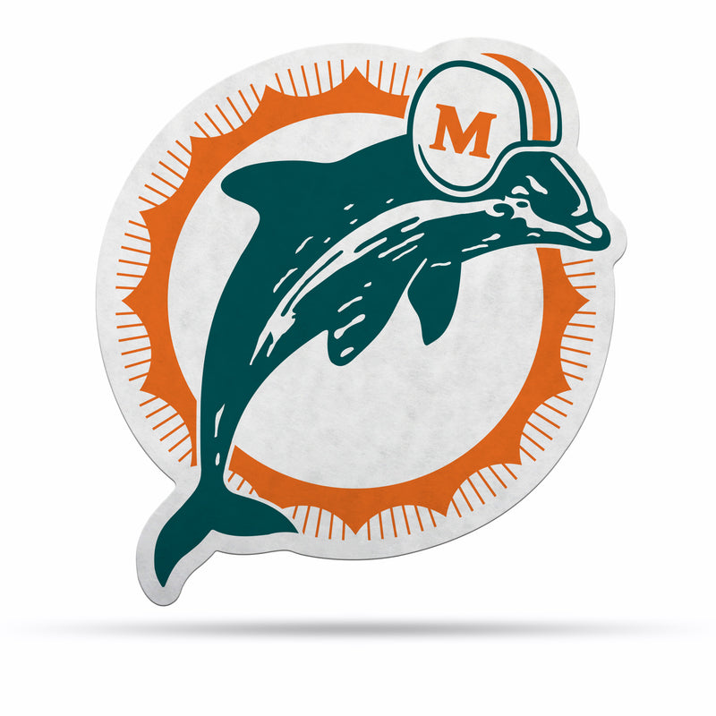 NFL Miami Dolphins Retro Shape Cut Pennant - Home and Living Room Décor - Soft Felt EZ to Hang By Rico Industries