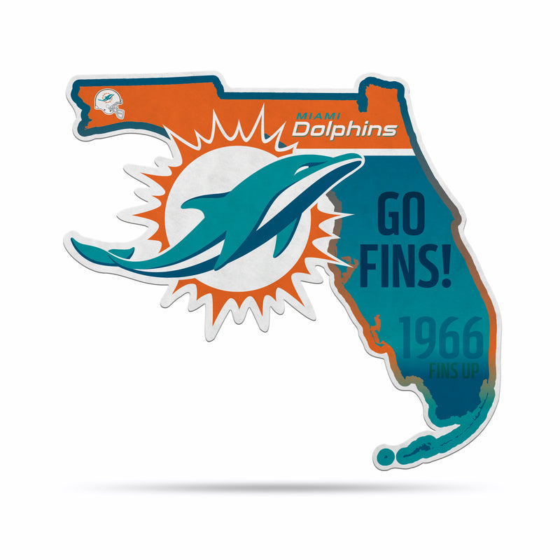 NFL Miami Dolphins Classic State Shape Cut Pennant - Home and Living Room Décor - Soft Felt EZ to Hang By Rico Industries
