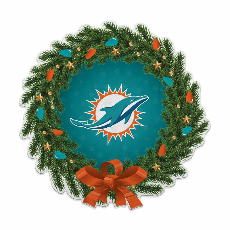 Dolphins Holiday Wreath Shape Cut Pennant