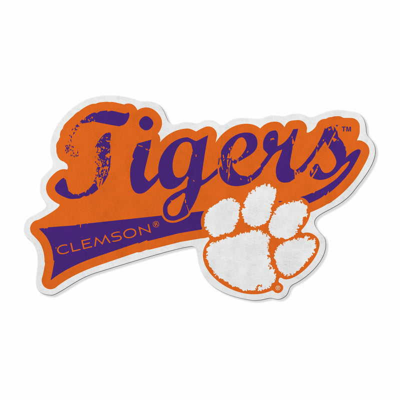 Clemson Shape Cut Logo With Header Card - Distressed Design