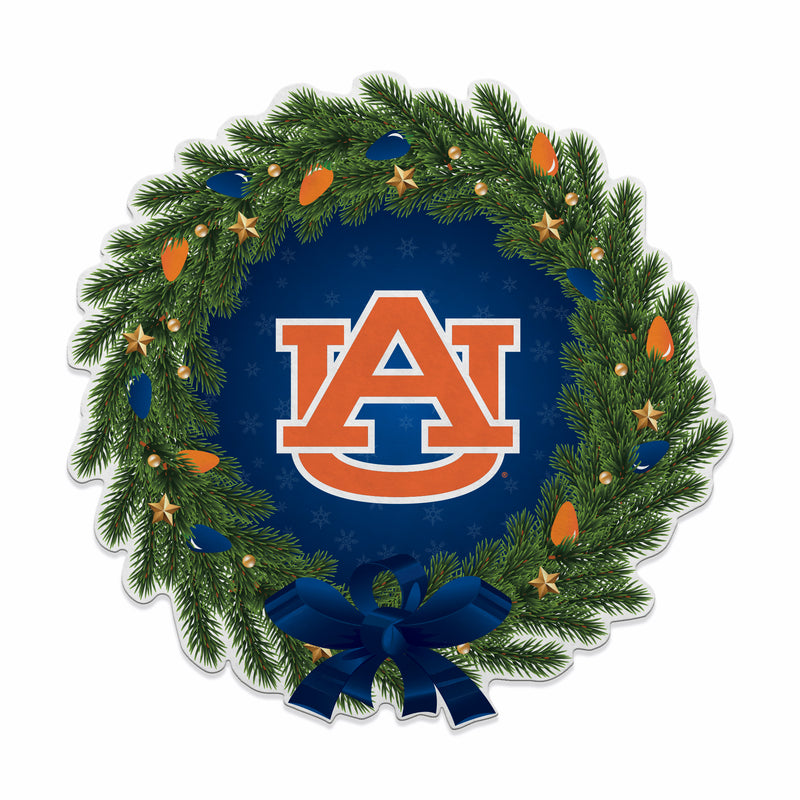 Auburn Holiday Wreath Shape Cut Pennant