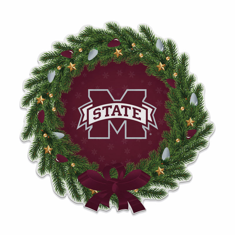 Mississippi State Holiday Wreath Shape Cut Pennant