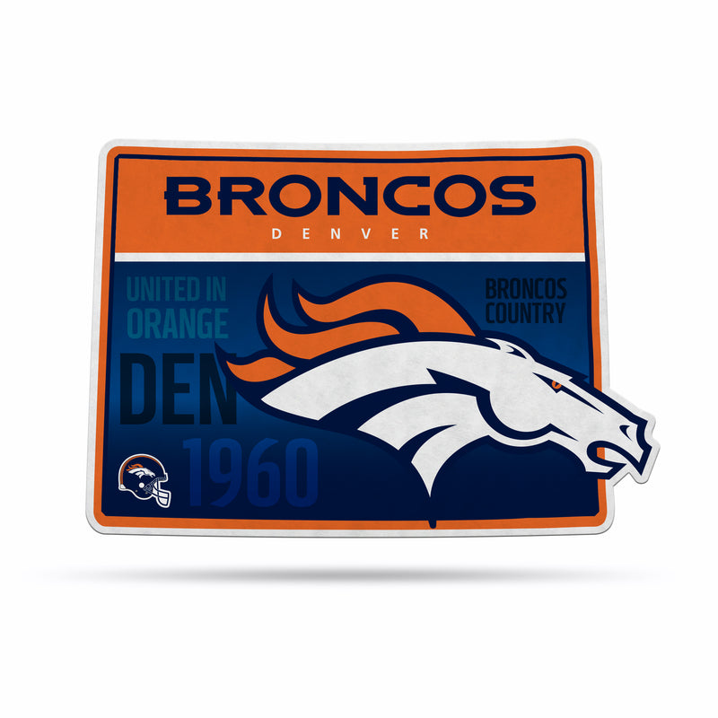 NFL Denver Broncos Classic State Shape Cut Pennant - Home and Living Room Décor - Soft Felt EZ to Hang By Rico Industries