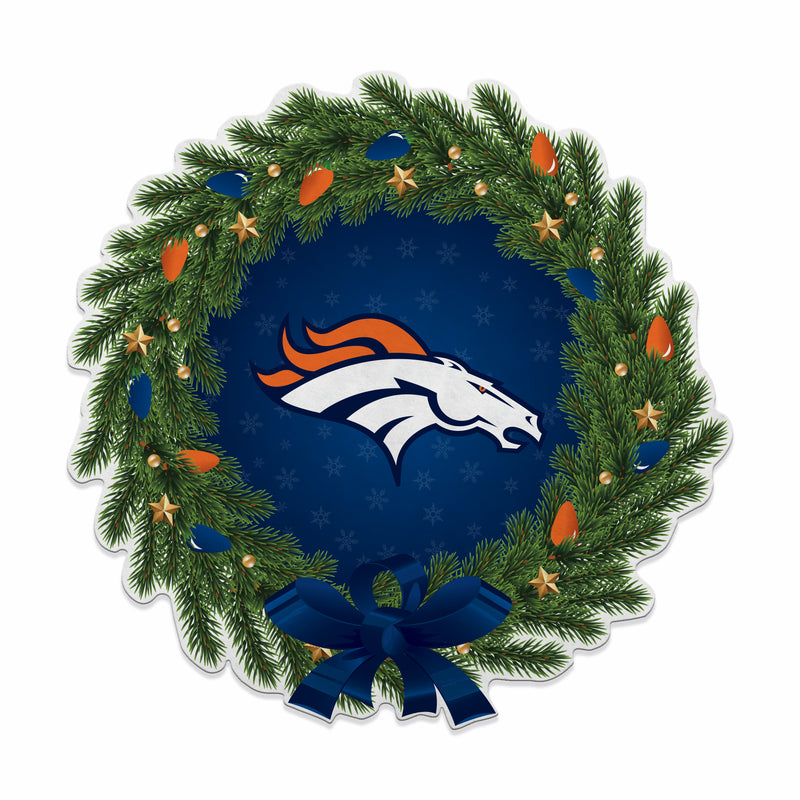 Broncos Holiday Wreath Shape Cut Pennant
