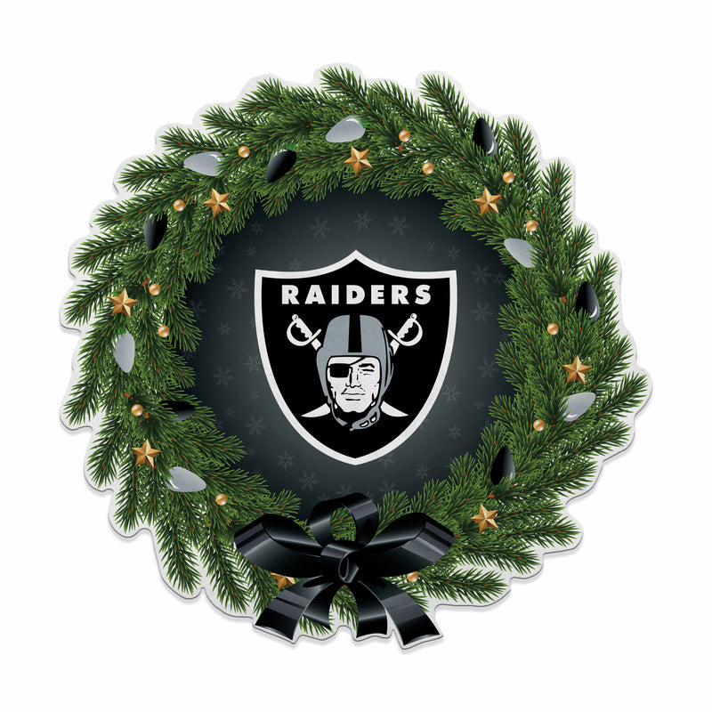 Raiders Holiday Wreath Shape Cut Pennant