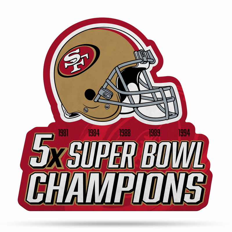 NFL San Francisco 49ers Multi Time Championship Shape Cut Pennant - Home and Living Room Décor - Soft Felt EZ to Hang By Rico Industries
