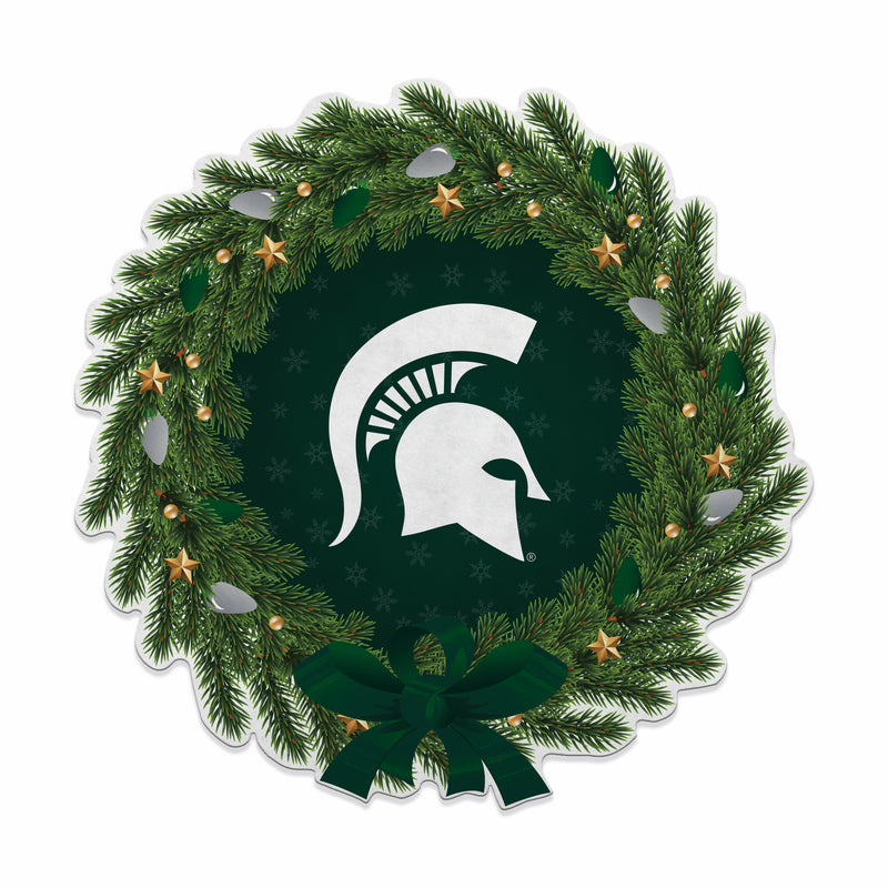 Michigan State Holiday Wreath Shape Cut Pennant