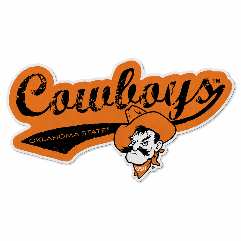 Oklahoma State Shape Cut Logo With Header Card - Distressed Design