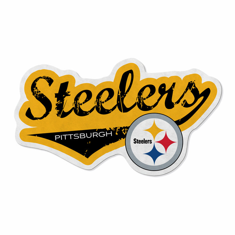Steelers Shape Cut Logo With Header Card - Distressed Design