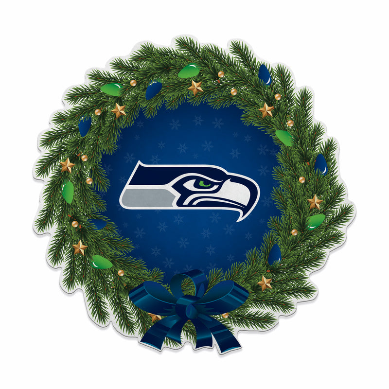 Seahawks Holiday Wreath Shape Cut Pennant