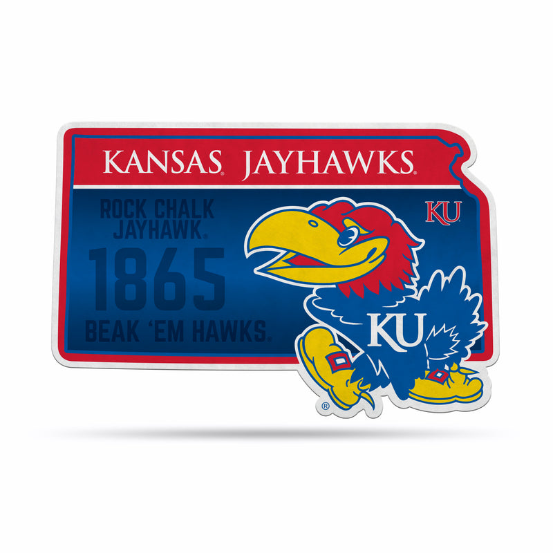 NCAA Kansas Jayhawks Classic State Shape Cut Pennant - Home and Living Room Décor - Soft Felt EZ to Hang By Rico Industries