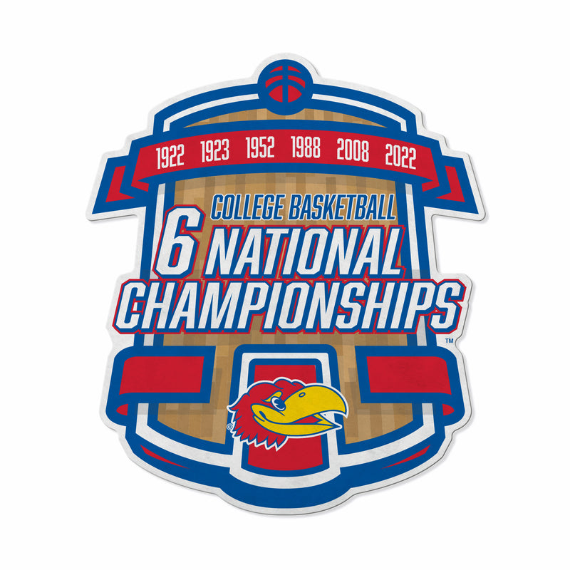 Kansas University Basketball 6 National Championships Shape-Cut Pennant