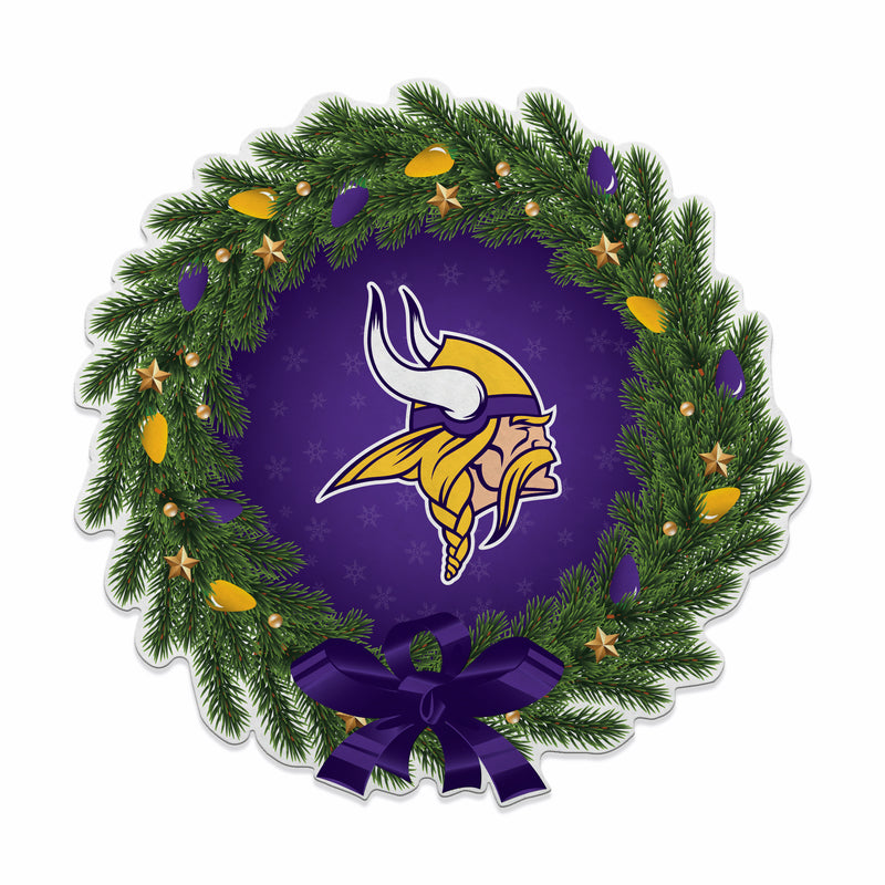 Vikings Holiday Wreath Shape Cut Pennant