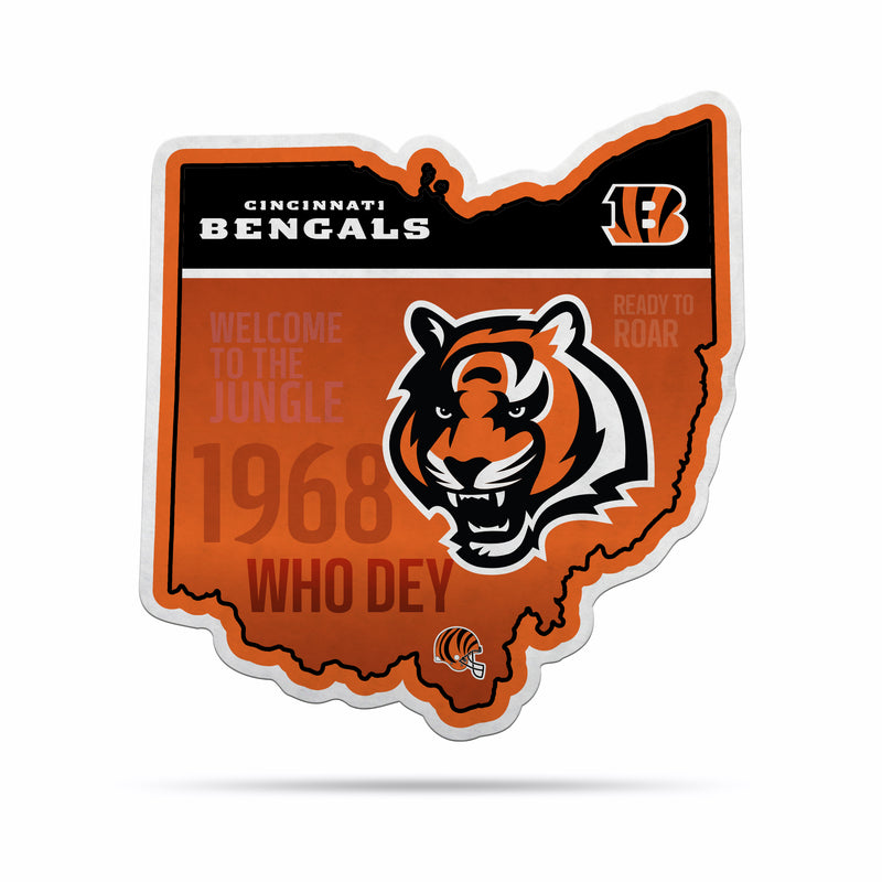 NFL Cincinnati Bengals Classic State Shape Cut Pennant - Home and Living Room Décor - Soft Felt EZ to Hang By Rico Industries