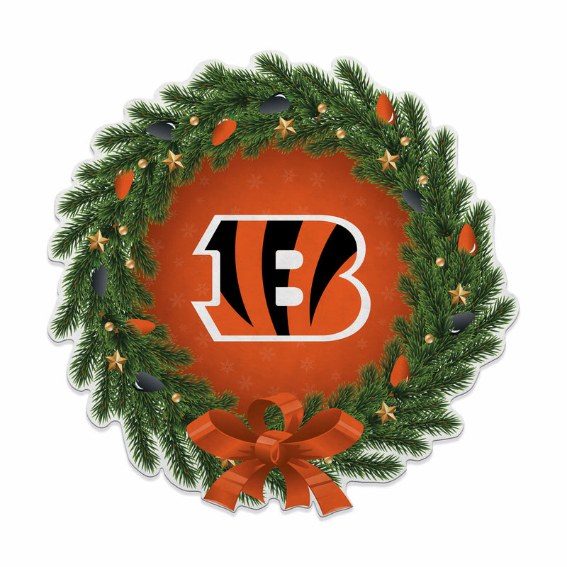 Bengals Holiday Wreath Shape Cut Pennant