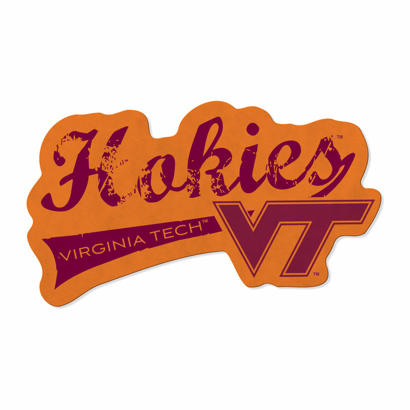 Virginia Tech Shape Cut Logo With Header Card - Distressed Design