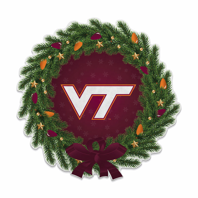 Virginia Tech Holiday Wreath Shape Cut Pennant