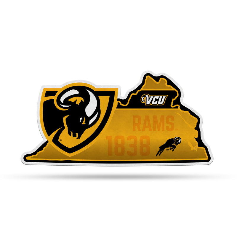 NCAA Virginia Commonwealth Rams Classic State Shape Cut Pennant - Home and Living Room Décor - Soft Felt EZ to Hang By Rico Industries