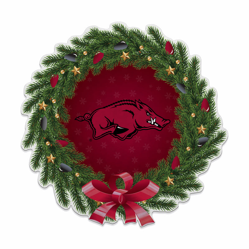 Arkansas University Holiday Wreath Shape Cut Pennant