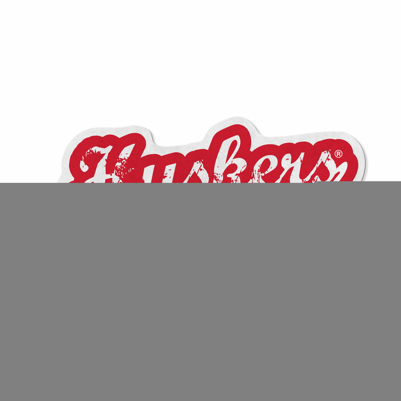 Nebraska University Shape Cut Logo With Header Card - Distressed Design