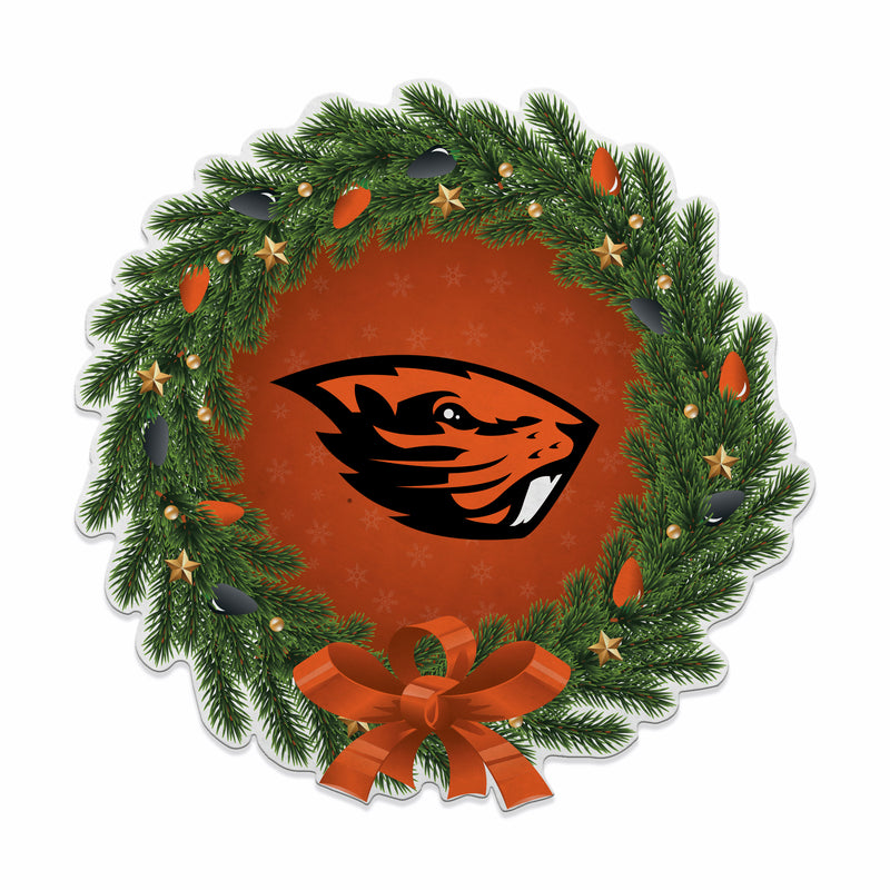 Oregon State Holiday Wreath Shape Cut Pennant