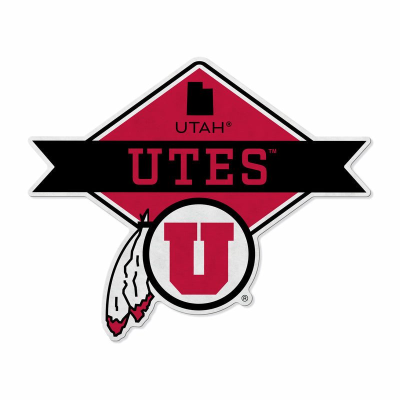 Utah University Shape Cut Logo With Header Card - Diamond Design