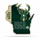 NBA Milwaukee Bucks Classic State Shape Cut Pennant - Home and Living Room Décor - Soft Felt EZ to Hang By Rico Industries