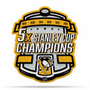 NHL Pittsburgh Penguins Multi Time Championship Shape Cut Pennant - Home and Living Room Décor - Soft Felt EZ to Hang By Rico Industries