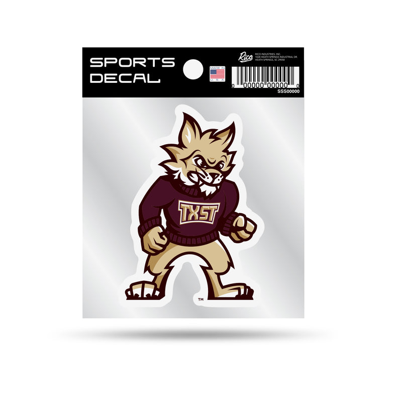 Texas State 4"X4" Weeded Mascot Decal