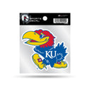 Kansas University Weeded Clear Backer Decal W/ Primary Logo (4"X4")