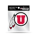 Utah University Circle and Feather Logo 4"X4" Weeded Decal On Clear Backer