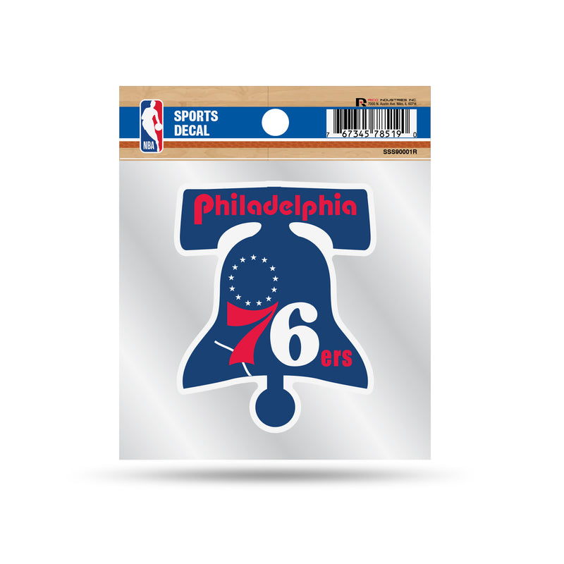 76ers Clear Backer Decal W/ Retro Logo (4"X4")
