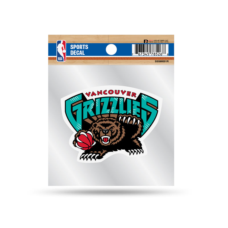 Grizzlies Clear Backer Decal W/ Retro Logo (4"X4")