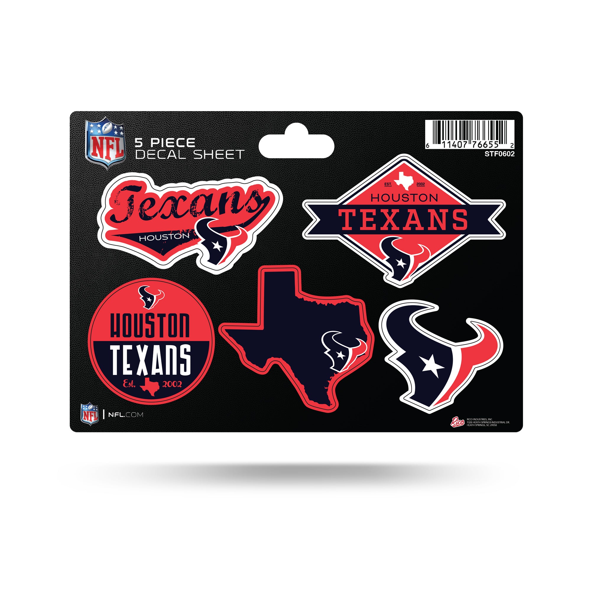 Houston Texans 5-Piece Sticker Sheet
