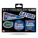 Florida University 3 Time College Football Champs 5-Pc Decal Sheet