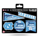 North Carolina University 7 Time College Basketball Champs 5-Pc Decal Sheet