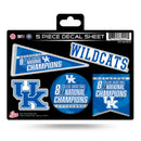 Kentucky University 8 Time College Basketball Champs 5-Pc Decal Sheet