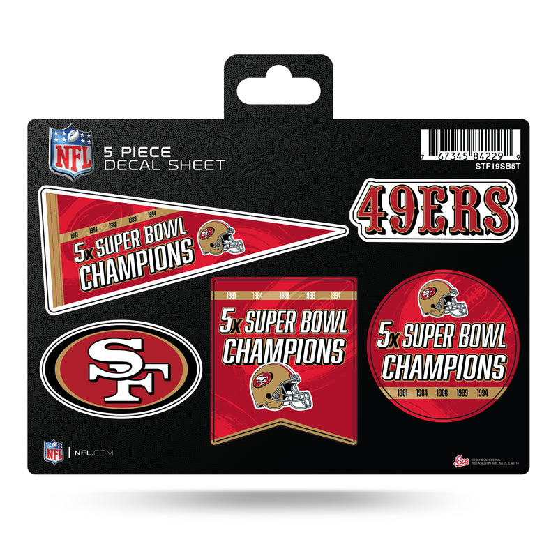 49ers 5 Time Super Bowl Champs  5-Pc Decal Sheet