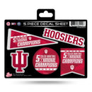 Indiana University 5 Time College Basketball Champs 5-Pc Decal Sheet