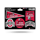 Ohio State University 9 Time College Football Champs 5-Pc Decal Sheet
