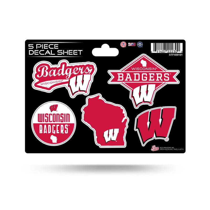 Wisconsin University 5-Pc Sticker Sheet