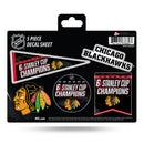 Blackhawks : 6 Time Stanley Cup Champs  5-Pc Decal Sheet