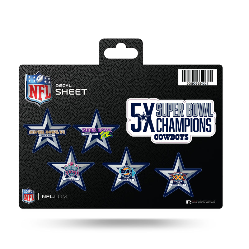 Cowboys 5 Time Super Bowl Champs 5-Pc Decal Sheet