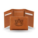 NCAA Auburn Tigers Brown Embossed Genuine Leather Tri-Fold Wallet By Rico Industries
