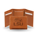 NCAA LSU Tigers Brown Embossed Genuine Leather Tri-Fold Wallet By Rico Industries