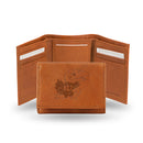 NCAA Kansas Jayhawks Brown Embossed Genuine Leather Tri-Fold Wallet By Rico Industries