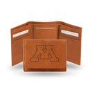 NCAA Minnesota Golden Gophers Brown Embossed Genuine Leather Tri-Fold Wallet By Rico Industries