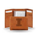 NCAA Illinois Fighting Illini Brown Embossed Genuine Leather Tri-Fold Wallet By Rico Industries